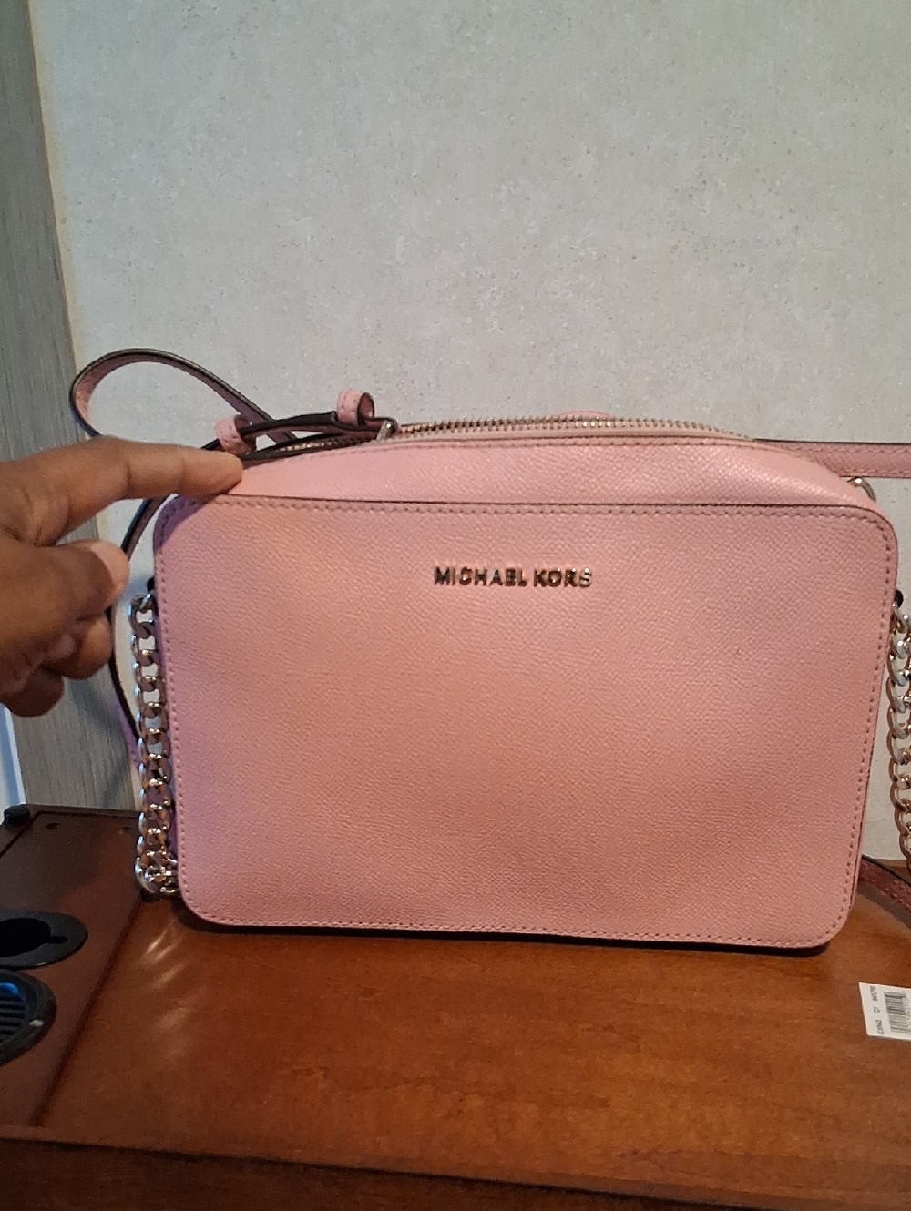 MICHAEL KORS Blush Pink Leather Crossbody Camera Bag